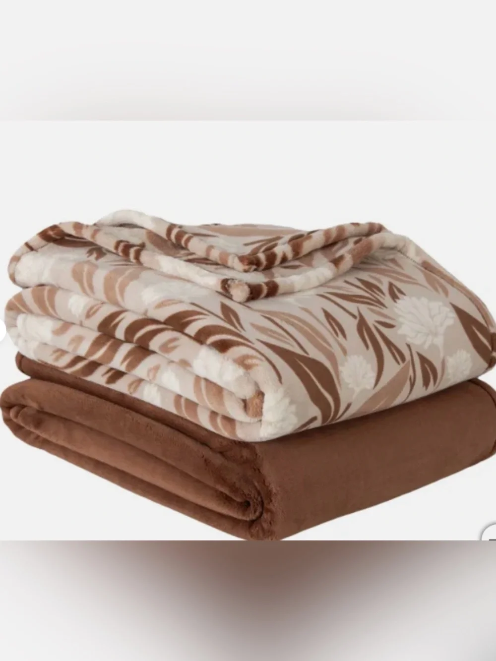 Berkshire 2-Pack Primalush Brown and Cream Floral Plush Throw